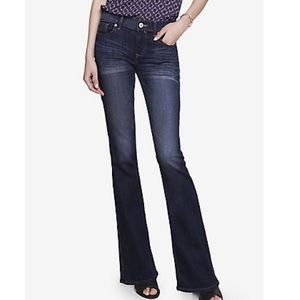 Express Mid Rise Slim Flare Dark Rinse Size 6